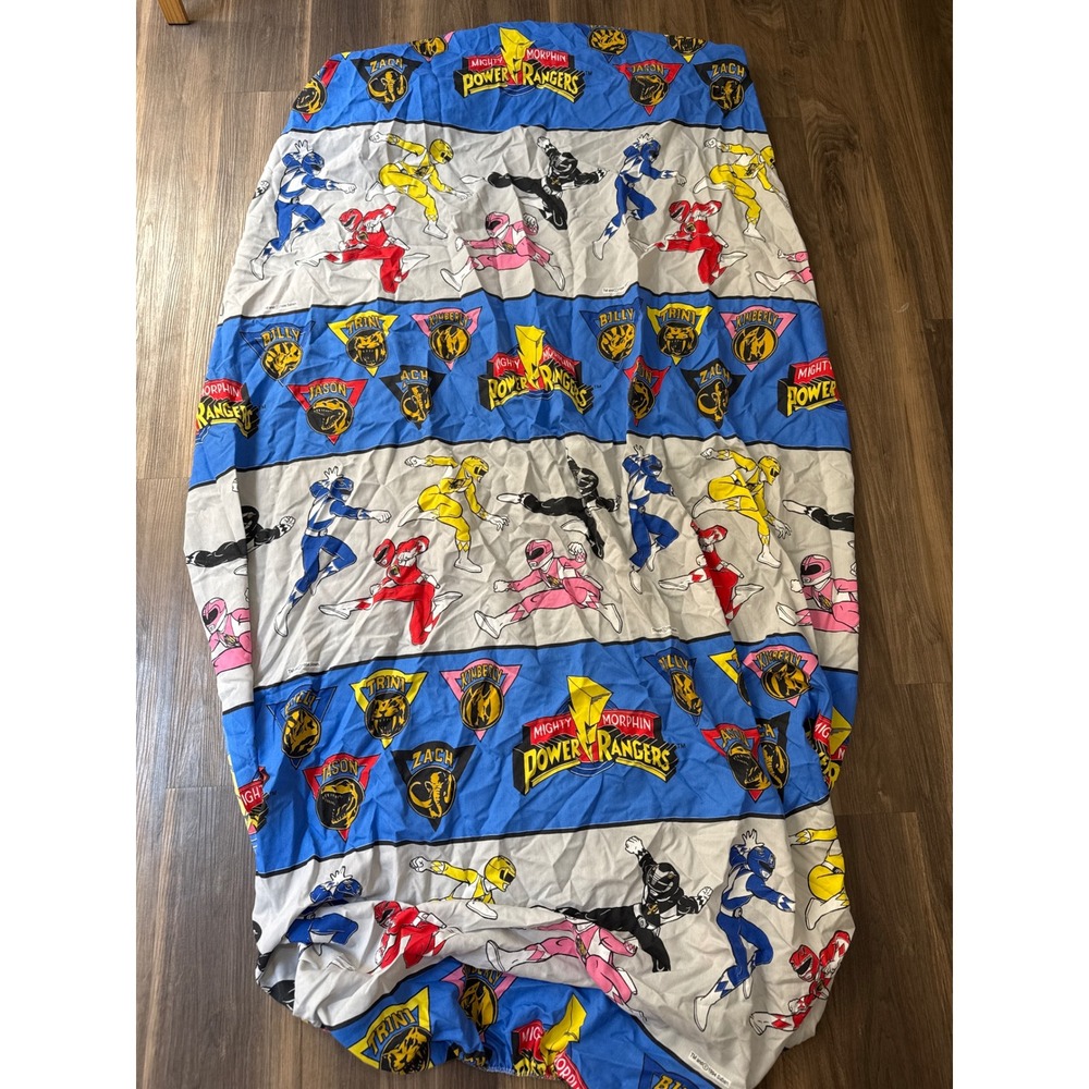 Saban Power Rangers Fitted Twin Sheet Kids Multi 1994 Vintage Bedding